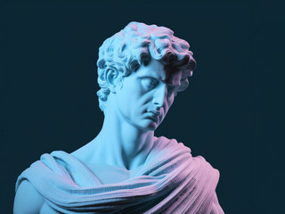 Ancient Greek sculpture of man.