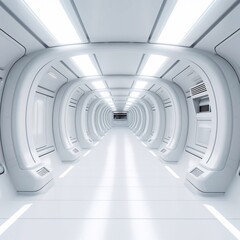 Futuristic spaceship corridor interior concept