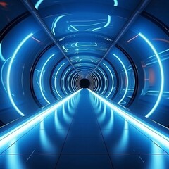 Futuristic spaceship corridor interior concept
