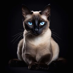 black and white cat on black