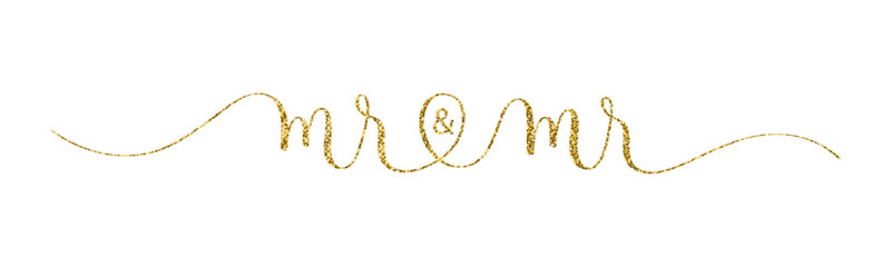 MR & MR gold glitter vector brush calligraphy banner with swashes