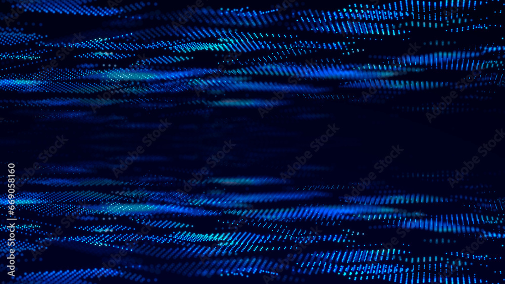 Poster Abstract technology background. Big data digital code. Futuristic dots background. 3d rendering.