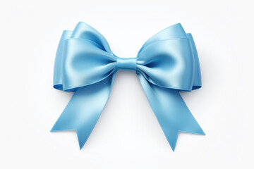 Naklejka premium blue satin ribbon bow isolated on white background