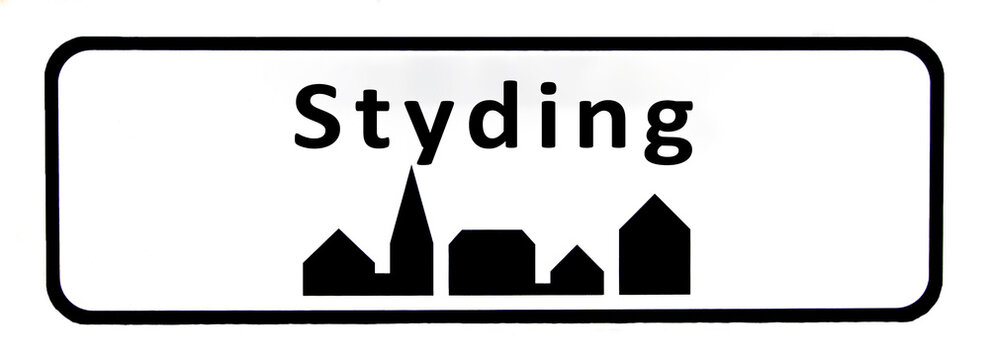 City sign of Styding - Styding Byskilt