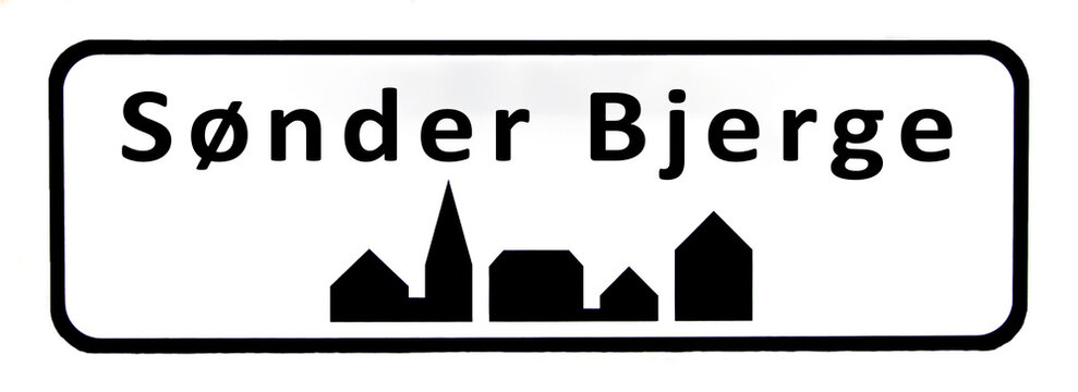 City sign of S&oslash;nder Bjerge - S&oslash;nder Bjerge Byskilt