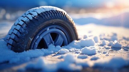 pneu neige dans un environnement froid, dans la neige, illustration