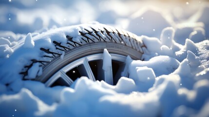 pneu neige dans un environnement froid, dans la neige, illustration