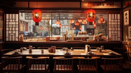 restaurant de ramen japonais traditionnel, cuisine de rue - obrazy, fototapety, plakaty