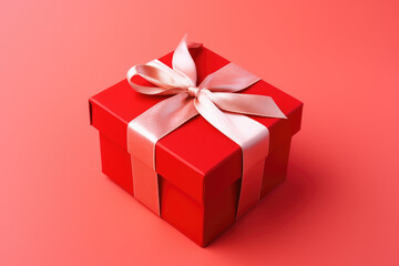 Obraz premium 3d of red valentine cubic gift box