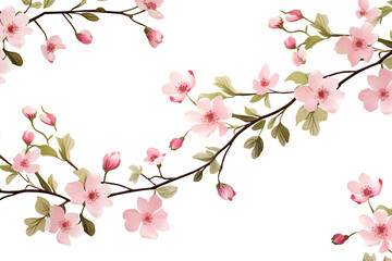 Fototapeta premium Spring flower pattern on white background, illustration generated by AI