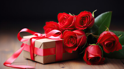 Flowers And Present, Happy Valentine's Day