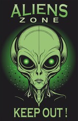 A comic poster with an alien and the inscription 