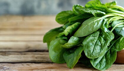 Closeup of Fresh Spinach with Copyspace - obrazy, fototapety, plakaty