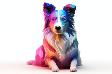 An up-to-the-minute 3D illustration of a Border Collie, showcasing a color scheme in line with the latest trends in design and digital art - obrazy, fototapety, plakaty