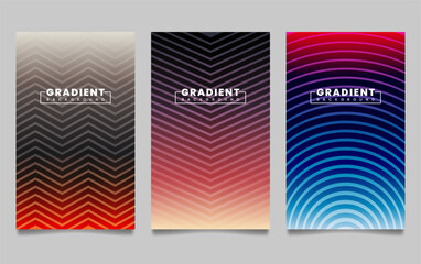 Set of vector gradient backgrounds with line texture. For covers, wallpapers, branding, business cards, social media and other projects.