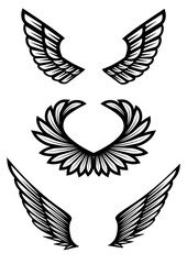 Three images of different pairs of wings