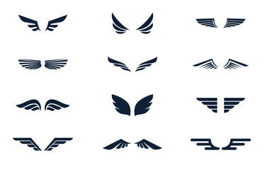 Set of simple icons of various wings