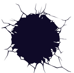 Image of a round hole with cracks - obrazy, fototapety, plakaty