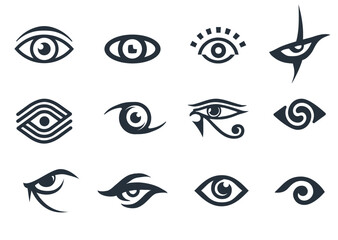 Set of different types of eyes. Eye logo - obrazy, fototapety, plakaty
