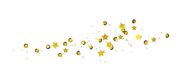 Scattered golden seqines and stars isolated on white or transparent background - obrazy, fototapety, plakaty