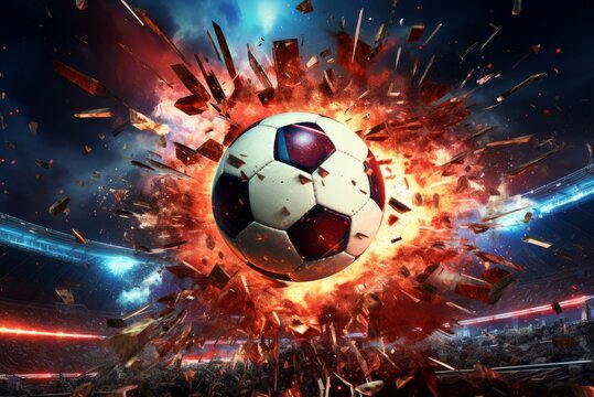 Innovative Futuristic soccer fire ball. Sport game design. Generate Ai