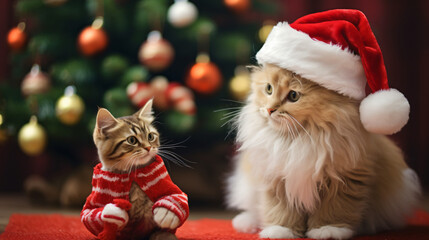 Festive Domestic Cat in Santa suit
