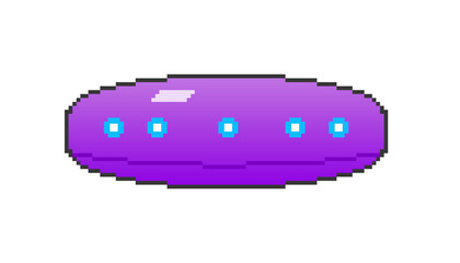 Pixel art purple cigar shaped UFO