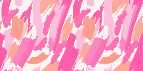 Trendy background with Pink Brush Strokes for decorating postcards in the style of hand drawing art. Abstract pattern for cards, party invitation, packaging, surface design.