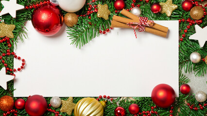 Naklejka na ściany i meble Christmas card with decorations - Christmas and New Year's Eve