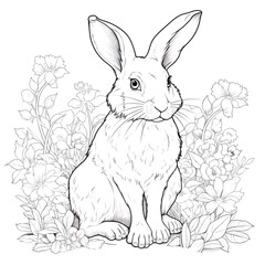 rabbit sketch vector illustration,isolated on white background,animals top view
