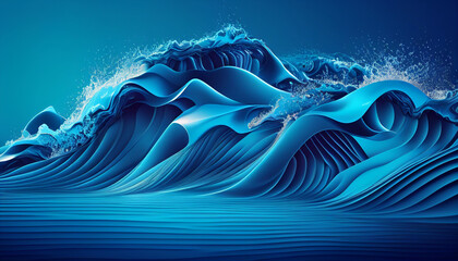 Rippling waves against a vivid blue backdrop
