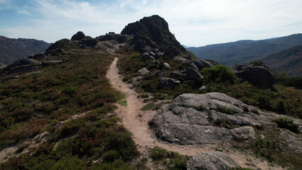 Fototapeta na wymiar Path to the great mountain. Natural Park of Gerês, Castro Laboreiro, Portugal