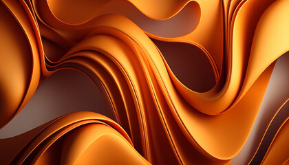 Orange abstract background with smooth waves - obrazy, fototapety, plakaty