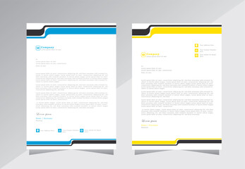 corporate modern business letterhead design template with yellow and blue colors. creative modern letterhead design template for your project. letter head, letterhead, business letterhead design.