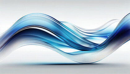 A delicate, flowing blue wave line on a white background.