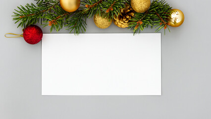 Fototapeta na wymiar Christmas card with decorations - Christmas and New Year's Eve - Minimalist style