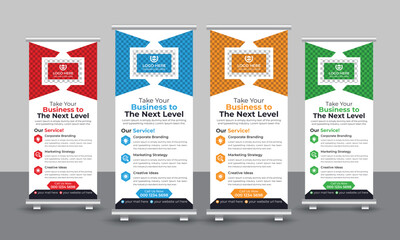 Trendy modern business roll up banner design pull up signage standee x retractable banner design template