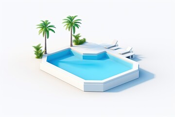 3d Isometric Swimming Pool Isolated Background