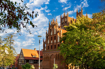 Brick gothic Holy Trinity Church in Gdansk