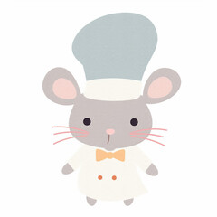 Illustration of a Cute Mouse Wearing a Chef Hat