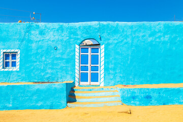 Colorful bright houses of a Nubian village.