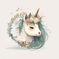 Watercolor Illustration of a Beautiful Unicorn - Mythical Creature Art