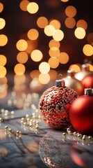 Christmas background, Christams balls decoration, Generative AI