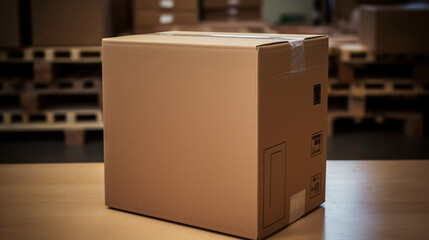 A parcel cardboard parcel box in a delivery - obrazy, fototapety, plakaty