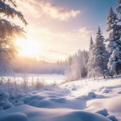 Winter's Magic Unveiled: Explore the Enchanting Beauty of a Sunlit Snowy Wonderland!