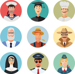 Vector flat profession character. Human profession icon. Friendly people illustration. Worker isolated.