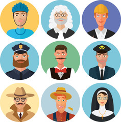 avatars profession set isolated on white background vector icon