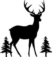 Reindeer | Black and White Vector illustration