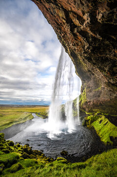 Famous waterfall Seljalandsfoss in the south of Iceland