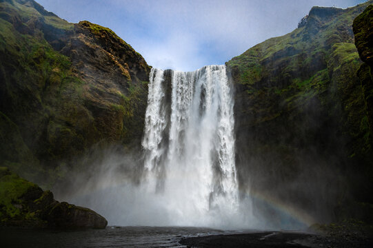 Famous waterfall Skogafoss at the south side of Iceland